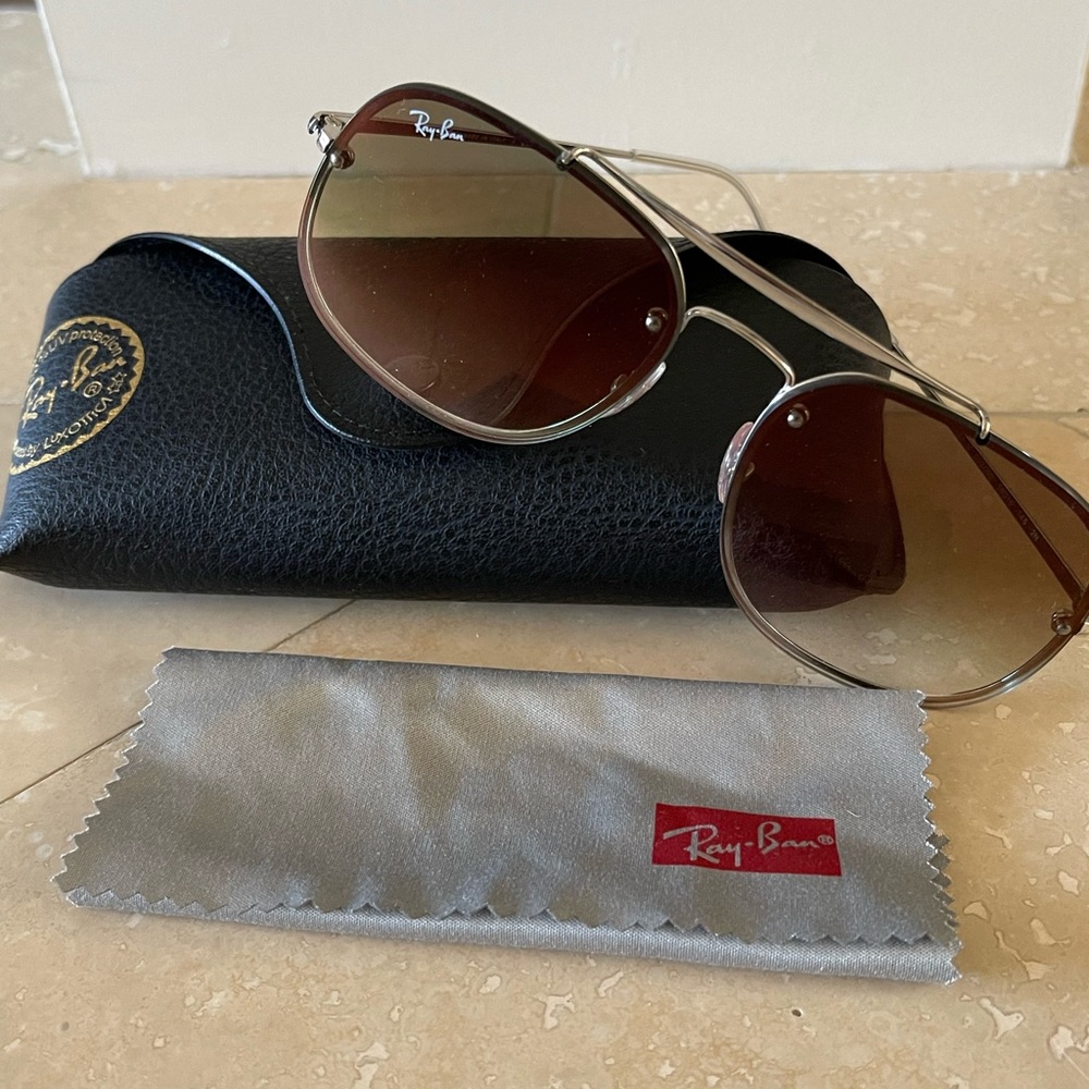 Ray-Ban Blaze General Silver Green Gradient Sunglasses - RB3583N 003/W0 58-16